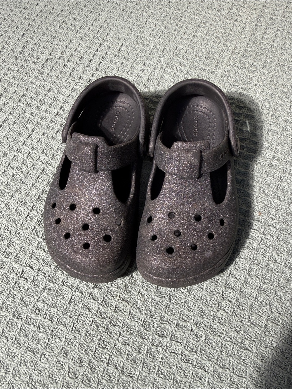 Crocs Classic Mary Jane Glitter Clogs Black Toddler Size 8